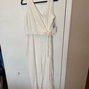 White jumpsuit with wrap detail